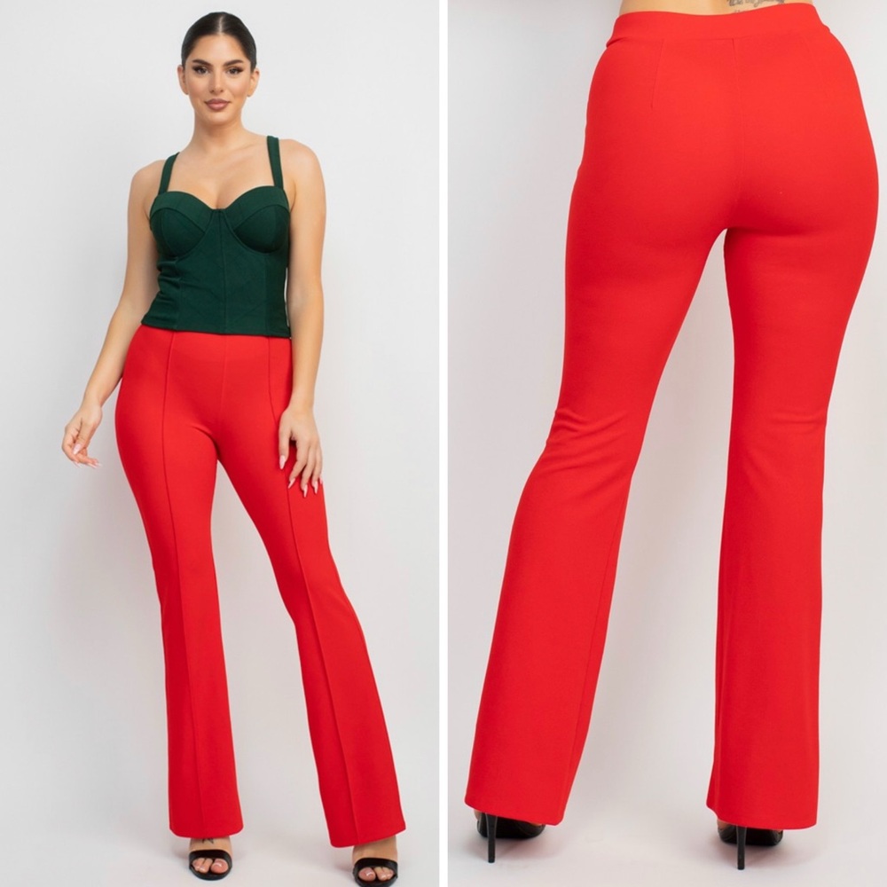 Women's Red Flared Pants